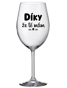 DÍKY ŽE TĚ MÁM - čirá sklenice na víno 350 ml