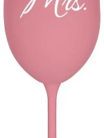 MRS. - růžová sklenice na víno 350 ml