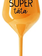 SUPER TÁTA - oranžová nerozbitná sklenice na víno 470 ml