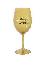 TEKUTÝ DÁREČEK - zlatá sklenice na víno 350 ml