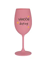 VÁNOČNÍ DOPING - růžová sklenice na víno 350 ml