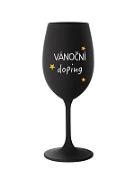 VÁNOČNÍ DOPING - černá sklenice na víno 350 ml