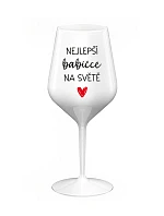 NEJLEPŠÍ BABIČCE NA SVĚTĚ - bílá nerozbitná sklenice na víno 470 ml