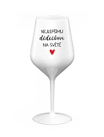 NEJLEPŠÍMU DĚDĚČKOVI NA SVĚTĚ - bílá nerozbitná sklenice na víno 470 ml