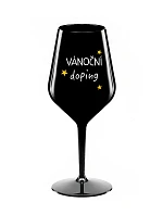 VÁNOČNÍ DOPING - černá nerozbitná sklenice na víno 470 ml