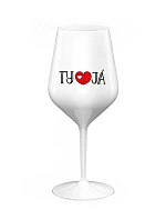 TY A JÁ - bílá nerozbitná sklenice na víno 470 ml