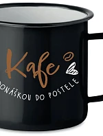 KAFE S DONÁŠKOU DO POSTELE - černý plecháček 350 ml