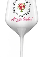 AŤ ŽIJE LÁSKA! - bílá nerozbitná sklenice na víno 470 ml