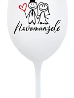 NOVOMANŽELÉ - bílá sklenice na víno 350 ml