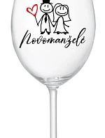 NOVOMANŽELÉ - čirá sklenice na víno 350 ml