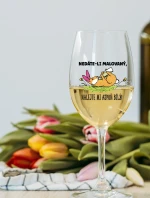 NEDÁTE-LI MALOVANÝ, NALEJTE MI ASPOŇ BÍLÝ! - čirá sklenice na víno 350 ml