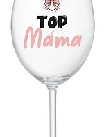 TOP MÁMA - čirá sklenice na víno 350 ml