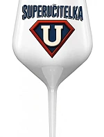 SUPERUČITELKA (ZNAK) - bílá nerozbitná sklenice na víno 470 ml