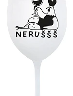 NERUŠŠŠ - bílá sklenice na víno 350 ml