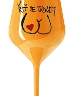 ŘIŤ SE SRDCEM - oranžová nerozbitná sklenice na víno 470 ml