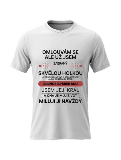 Pánské bavlněné tričko s potiskem - ZABRANÝ SVĚLOU HOLKOU - bílé Pánské bavlněné tričko s potiskem - ZABRANÝ SVĚLOU HOLKOU - bílé