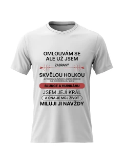 Pánské bavlněné tričko s potiskem - ZABRANÝ SVĚLOU HOLKOU - bílé