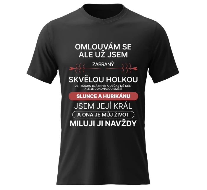 Pánské bavlněné tričko s potiskem - ZABRANÝ SVĚLOU HOLKOU - černé Pánské bavlněné tričko s potiskem - ZABRANÝ SVĚLOU HOLKOU - černé