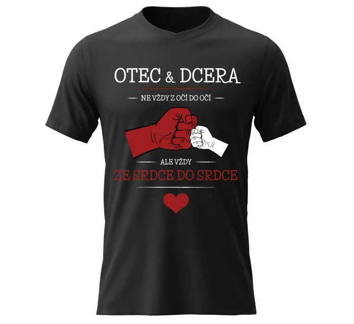 Pánské bavlněné tričko s potiskem - OTEC & DCERA - černé Pánské bavlněné tričko s potiskem - OTEC & DCERA - černé