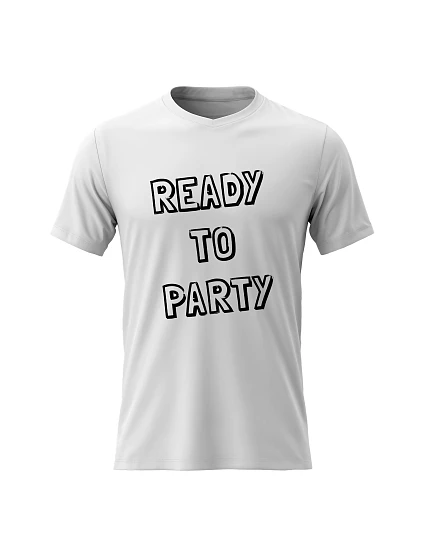 Dámské bavlněné tričko s potiskem - READY TO PARTY - bílé Dámské bavlněné tričko s potiskem - READY TO PARTY - bílé