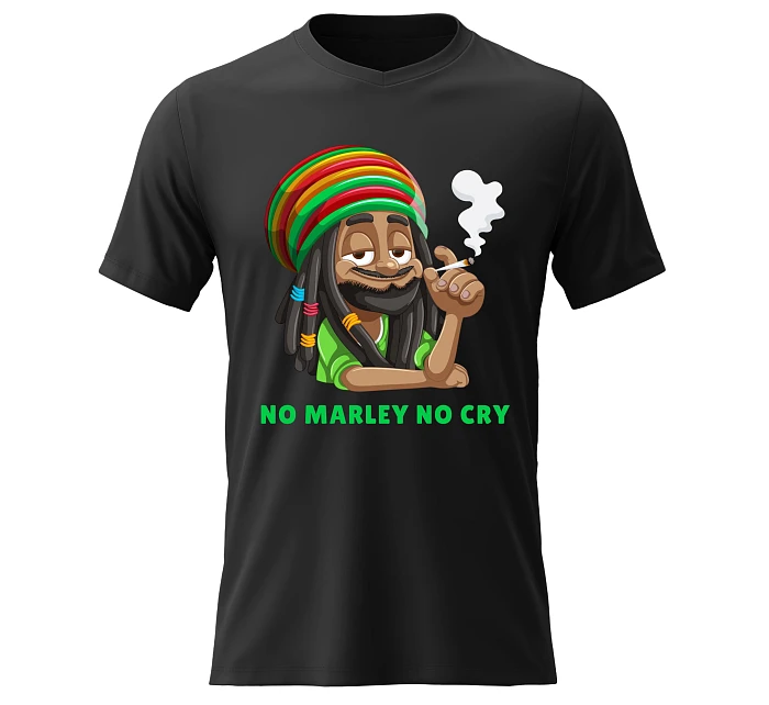 Pánské bavlněné tričko s potiskem - BOB MARLEY - černé Pánské bavlněné tričko s potiskem - BOB MARLEY - černé