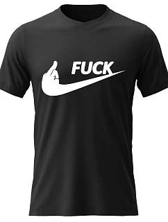 Pánské bavlněné tričko s potiskem - FUCK - černé