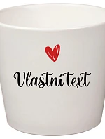 Bílý keramický květináč s vlastním textem - malý