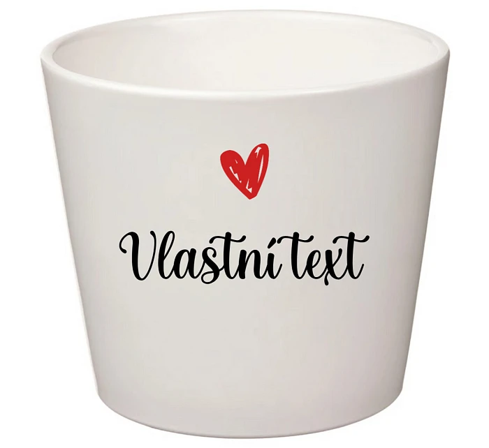 Bílý keramický květináč s vlastním textem - malý Bílý keramický květináč s vlastním textem - malý