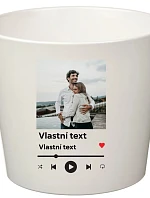 Bílý keramický květináč s vlastním odkazem na oblíbenou písničku - malý