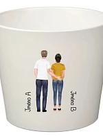 Bílý keramický květináč s párem - malý