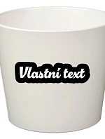 Bílý keramický květináč s vlastním textem s obrysem - malý