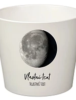 Bílý keramický květináč s měsíční fází - malý