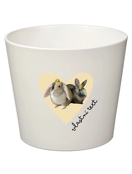 Bílý keramický květináč s výřezem fotky na podkladu - malý 