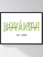 Personalizovaný magický fotoobraz v rámu - čtverec 30x40 - jména novomanželů