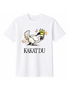 Pánské bavlněné tričko s potiskem - KAKAT DU - bílé