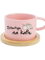 STARTUJU NA KAFE - růžový hrníček makronka 200 ml