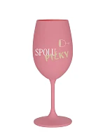 SPOLUPIČKY - růžová sklenice na víno 350 ml