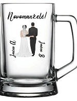Personalizovaná pivní sklenice se svatebním párem