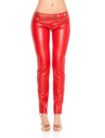 Sexy lowcut-Skinny-Pants in leatherlook with studs