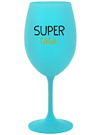 SUPER TÁTA - tyrkysová sklenice na víno 350 ml