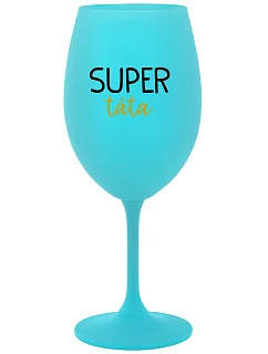 SUPER TÁTA - tyrkysová sklenice na víno 350 ml