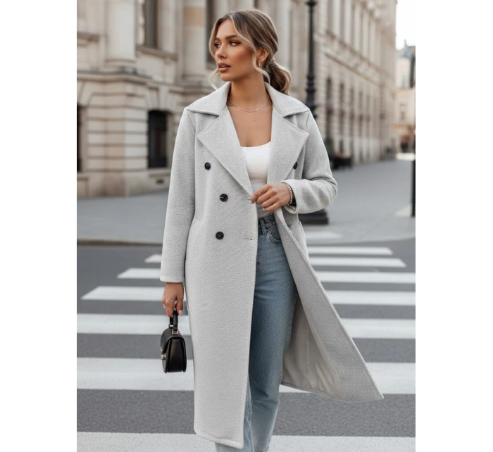 Dámský oversize kabát CASHMELY s dlouhým vázáním šedý FashionStreet NY0713