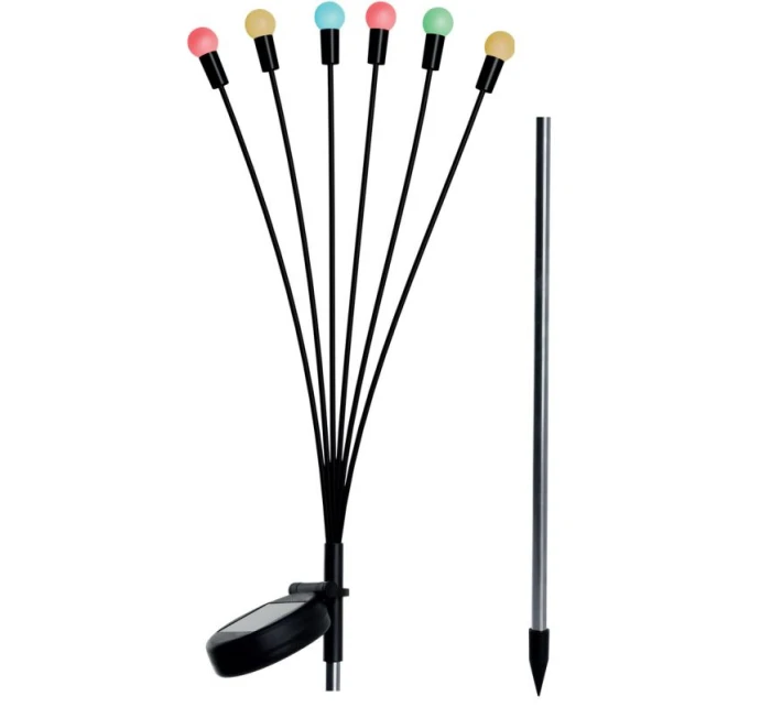 SOLÁRNÍ LAMPA TANČÍCÍ VE VĚTRU BAREVNÉ KOULE 6 LED 72CM