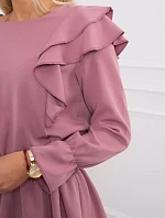 Šaty se svislými volány tmavě růžové