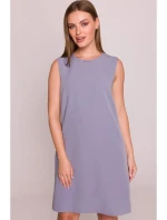 Šaty bez rukávů šedá model 21154733 - STYLOVE Šaty bez rukávů šedá model 21154733 - STYLOVE