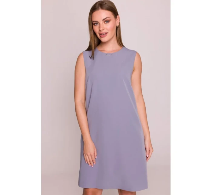 Šaty bez rukávů šedá model 21154733 - STYLOVE Šaty bez rukávů šedá model 21154733 - STYLOVE