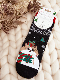 Dámské vánoční ponožky s černou kočičkou