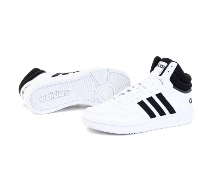 Pánské sportovní boty Hoops 3.0 Mid M GW3019 Bílá s černou - Adidas