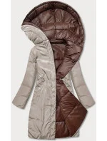 Hnědo/cappuccino dlouhá oboustranná zimní bunda (l22-9852-300/62) Hnědo/cappuccino dlouhá oboustranná zimní bunda (l22-9852-300/62)