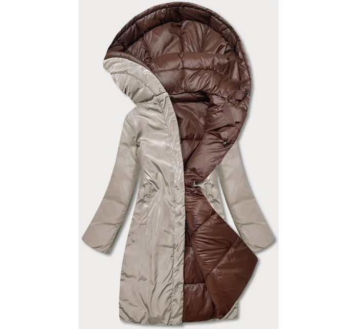 Hnědo/cappuccino dlouhá oboustranná zimní bunda (l22-9852-300/62) Hnědo/cappuccino dlouhá oboustranná zimní bunda (l22-9852-300/62)